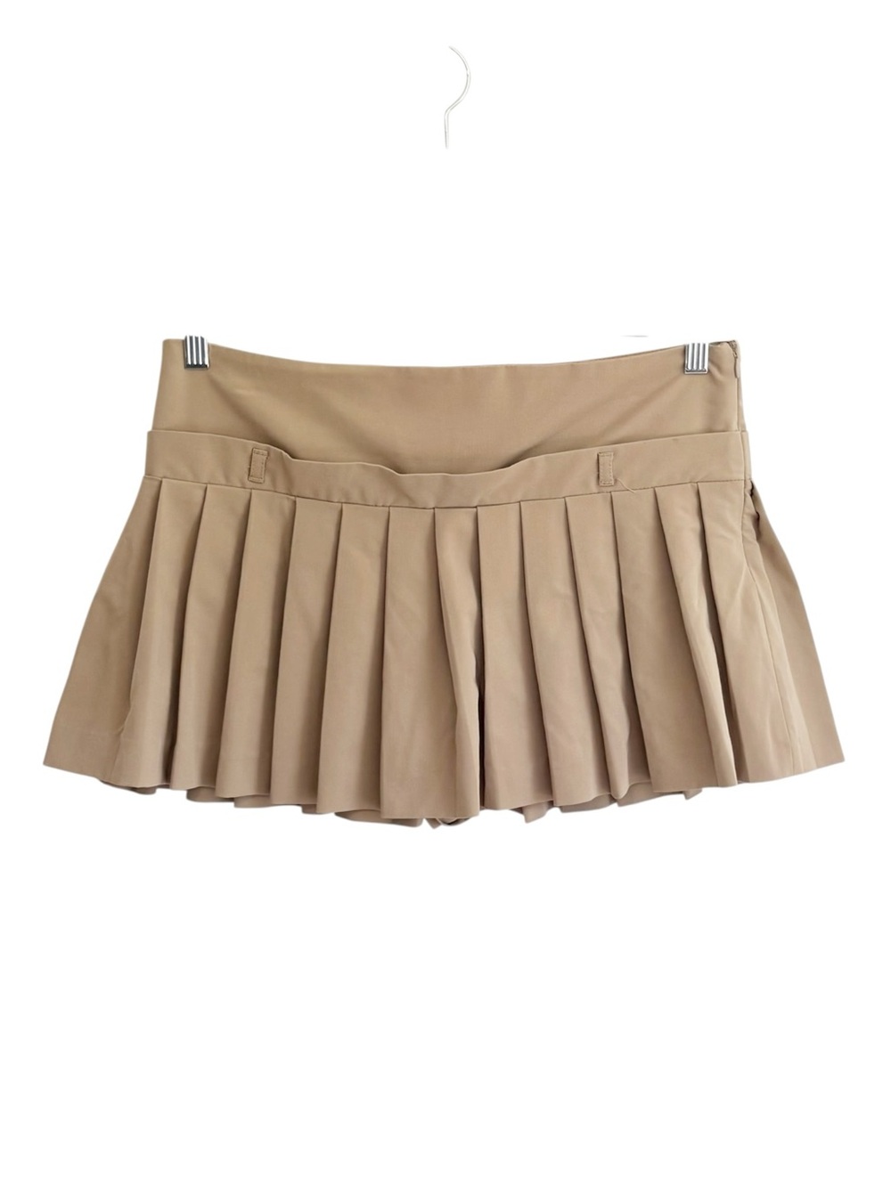 ZARA Tan Pleated Skort Large Tenniscore Mini Skirt Built In Shorts Preppy